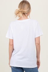 White Oversized V-Neck Short Sleeve Tee