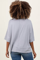 Light Grey Ribbed Boxy Fit Short Sleeve Maternity Top