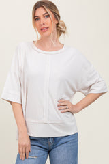 Cream Ribbed Boxy Fit Short Sleeve Top