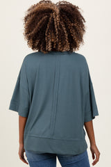 Teal Ribbed Boxy Fit Short Sleeve Maternity Top