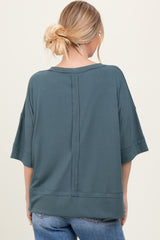 Teal Ribbed Boxy Fit Short Sleeve Top