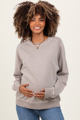 Mocha  French Terry Vintage Wash Maternity Pullover