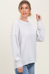 Ivory Brushed Ribbed Knit Pullover