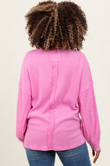 Pink Brushed Ribbed Knit Maternity Pullover