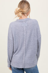 Heather Grey Brushed Ribbed Knit Pullover