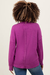 Plum Brushed Ribbed Knit Maternity Pullover