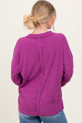 Plum Brushed Ribbed Knit Pullover