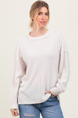 Cream Brushed Ribbed Knit Maternity Pullover