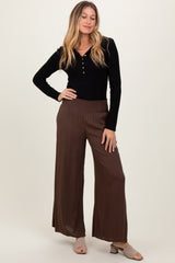 Brown Wide Smock Waist Pants