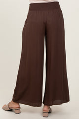 Brown Wide Smock Waist Pants