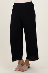 Black Cotton Gauze Wide Leg Pants