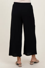 Black Cotton Gauze Wide Leg Pants