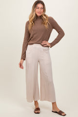 Cream Cotton Gauze Wide Leg Maternity Pants