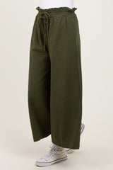 Olive Flowy Cropped Pant