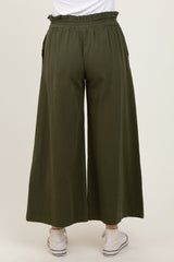 Olive Flowy Cropped Pant