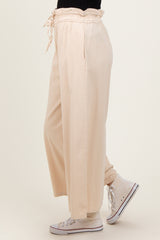 Cream Flowy Cropped Pant