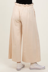 Cream Flowy Cropped Pant