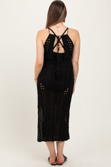 Black Halter Crochet Maternity Cover Up