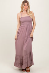 Mauve Smocked Woven Maxi Dress