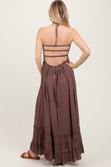 Mocha Smocked Woven Maxi Dress