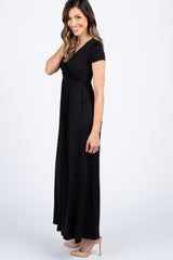 PinkBlush Black Draped Nursing Maxi Dress