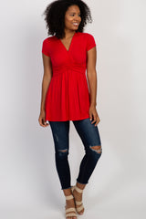 PinkBlush Red Draped Front Nursing Top