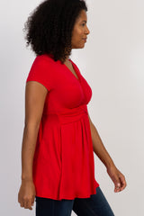 PinkBlush Red Draped Front Nursing Top