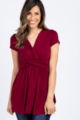 PinkBlush Burgundy Draped Front Maternity/Nursing Top