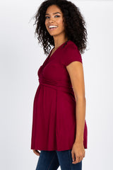 PinkBlush Burgundy Draped Front Maternity/Nursing Top