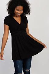 PinkBlush Black Draped Front Maternity/Nursing Top