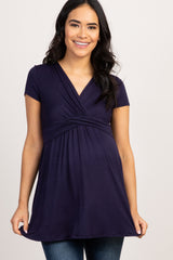 PinkBlush Navy Draped Front Maternity/Nursing Top