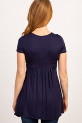 PinkBlush Navy Draped Front Nursing Top