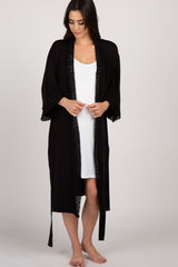 PinkBlush Black Crochet Trim Delivery/Nursing Maternity Robe