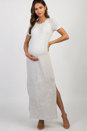 PinkBlush Grey Basic Side Slit Maternity Maxi Dress