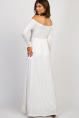 PinkBlush Ivory Solid Off Shoulder Maxi Dress