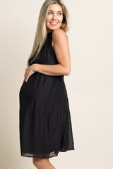 PinkBlush Black Chiffon High Neck Maternity Dress