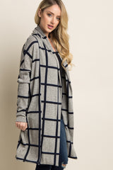 PinkBlush Grey Plaid Long Knit Cardigan