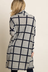 PinkBlush Grey Plaid Long Knit Cardigan