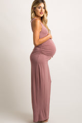 PinkBlush Mauve Sleeveless Fitted Maternity Maxi Dress