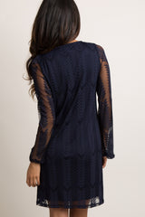 PinkBlush Navy Mesh Overlay Dress