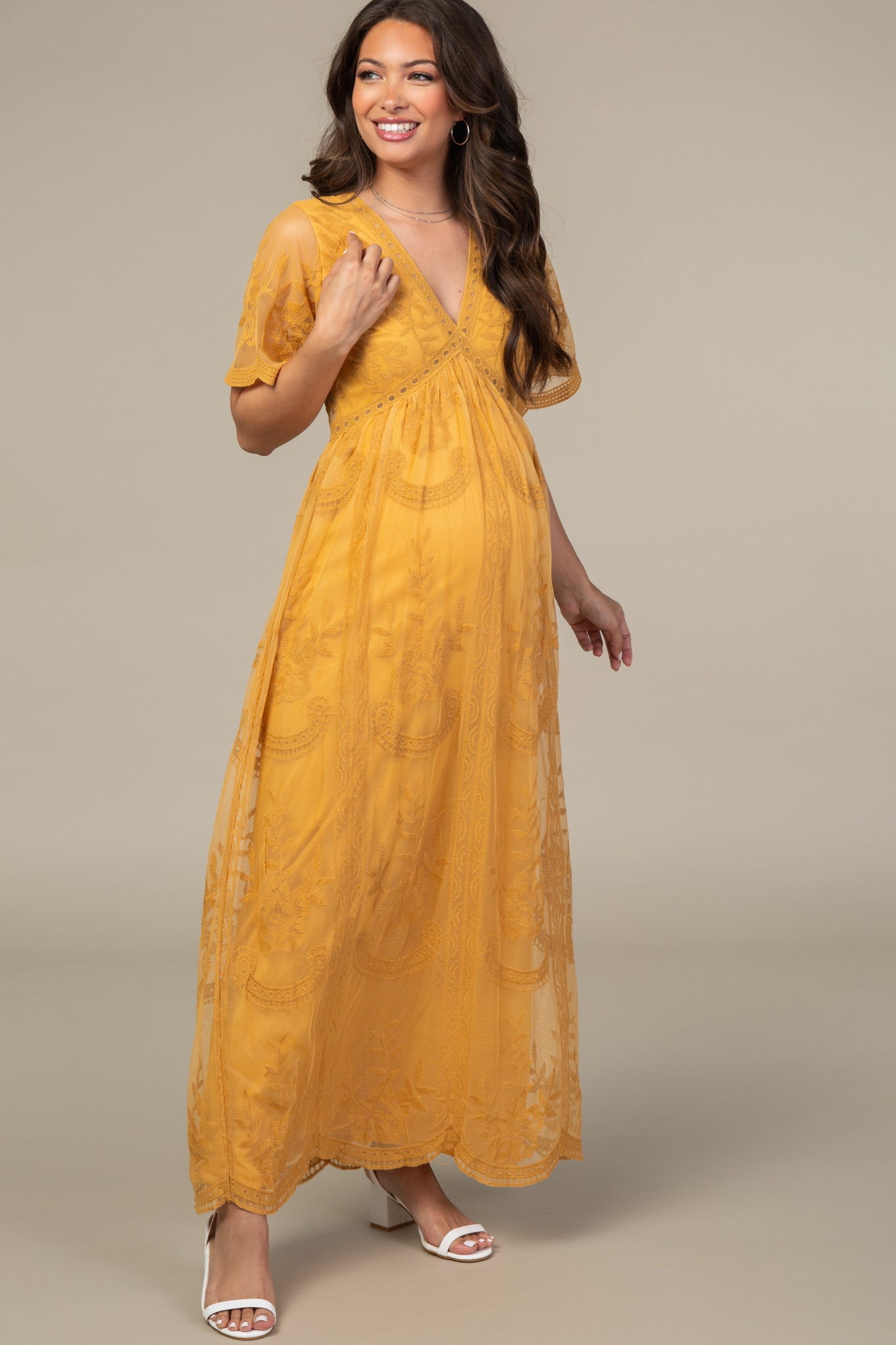 Gold maternity maxi dress hotsell