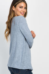 PinkBlush Light Blue Heathered Knit Wrap Tie Nursing Top