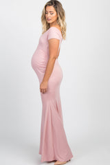 PinkBlush Pink Off Shoulder Wrap Maternity Photoshoot Gown/Dress