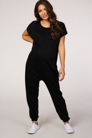 PinkBlush Black Short Sleeve Maternity Jumpsuit