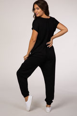 PinkBlush Black Short Sleeve Maternity Jumpsuit