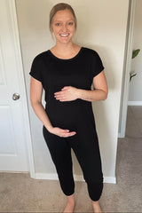 PinkBlush Black Short Sleeve Maternity Jumpsuit