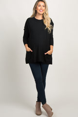 Black Pocketed Dolman Sleeve Maternity Top