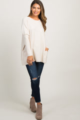 Beige Pocketed Dolman Sleeve Top