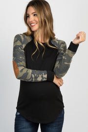 PinkBlush Black Camo Colorblock Maternity Top