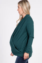 PinkBlush Forest Green Draped Wrap Maternity Nursing Top